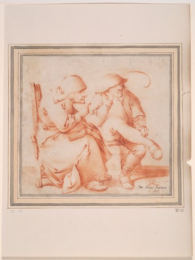 pareja de viejos campesinos sentados de Pieter Jansz. Quast