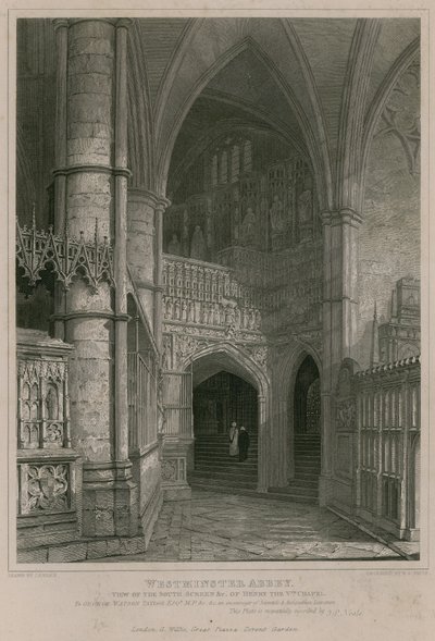 Vista de la pantalla sur de la Capilla de Enrique V, Abadía de Westminster de Pieter Jansz. Quast