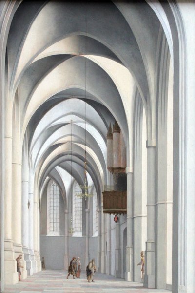 Vista en el deambulatorio de San Bavón en Haarlem de Pieter Jansz. Saenredam