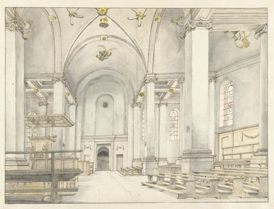 Vista de la nave de la Nieuwe Kerk, Haarlem, mirando al oeste de Pieter Jansz Saenredam