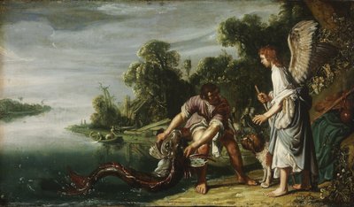 El ángel y Tobías con el pez de Pieter Lastman