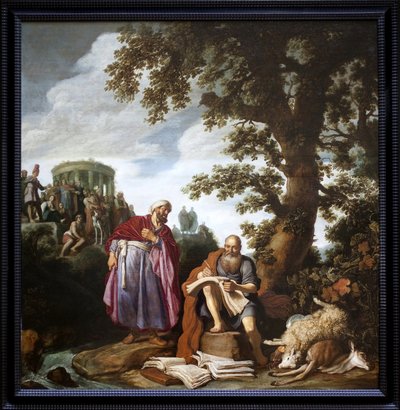 Hipócrates (de Cos, 460-370 a.C.) visitando a Demócrito (de Abdera, 460-370 a.C.). Pintura de Pieter Lastman (1583-1633) de Pieter Lastman