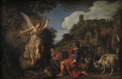 El ángel Rafael se despide del viejo Tobit y su hijo Tobías de Pieter Lastman