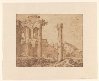 El Foro de Nerva en Roma, visto desde el Templo de Minerva de Pieter Lastman
