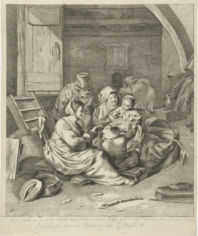 Interior con la familia de un granjero de Pieter Leonard Delfos