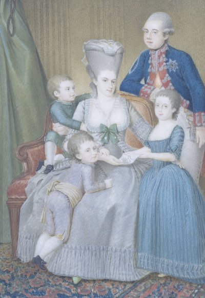 Guillermo V (1748-1806), príncipe de Orange-Nassau, con su esposa Frederika Sophia Wilhelmina de Prusia y sus hijos Frederica Louisa Wilhelmina, William Frederick y William George Frederick de Pieter Lesage