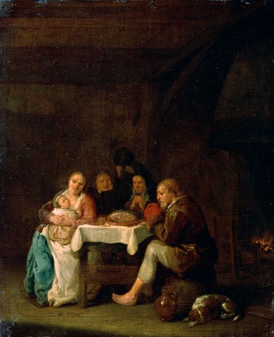 La oración antes de la cena, siglo XVII de Pieter Meulener