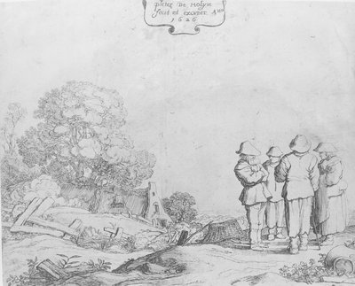 Tres campesinos y una mujer, 1626 de Pieter Molijn