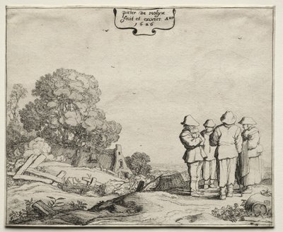 Paisaje con cuatro campesinos conversando de Pieter Molyn