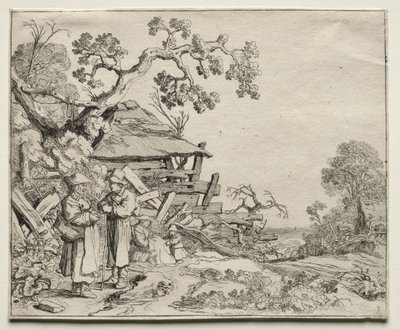 Paisaje con dos campesinos conversando de Pieter Molyn