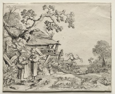 Paisaje con dos campesinos conversando, 1626 de Pieter Molyn