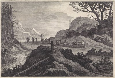 Mulas de carga en un camino Paisajes (título de la serie) de Pieter Nolpe