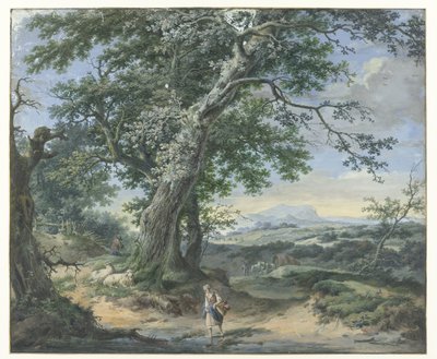 Paisaje montañoso con árboles pesados y polvo humano de Pieter Pietersz. Barbiers