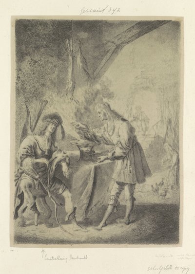 Esaú vende su primogenitura a Jacob Recueil de quatre-vingt-cinq estampes originales (título de la serie) de Pieter Rottermondt