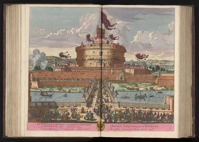 Engelenburcht aan de rivier de Tiber te Rome El castillo de St. Angeli (a saber, Michaelis) de los más altos (...) (título sobre el objeto) de Pieter Schenk (I)