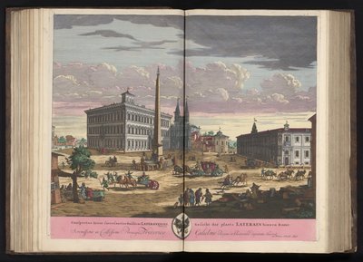 Gezicht op het Lateraan met de Sint-Jan van Lateranen te Rome Vista del área sacrosanta de la Basílica de Letrán (...) (título sobre objeto) de Pieter Schenk (I)