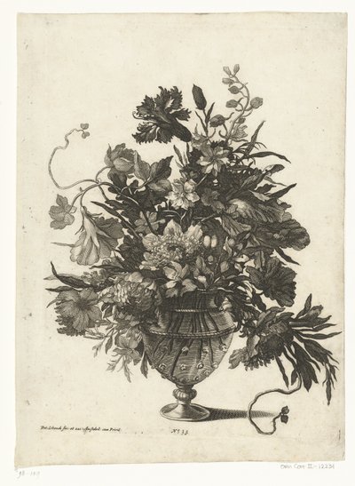 Florero de cristal con flores Jarrones con ramos de flores (título de la serie) de Pieter Schenk (I)