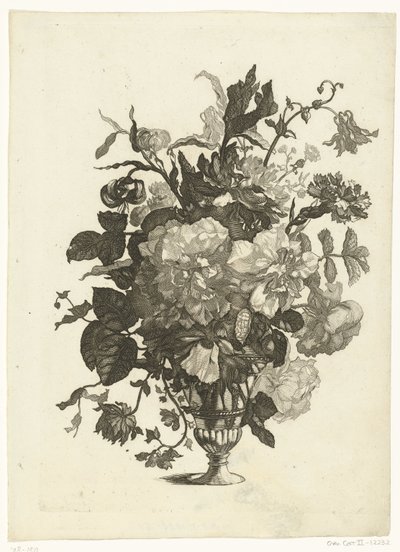 Jarrón de cristal con flores
Jarrones con ramos de flores (título de la serie) de Pieter Schenk (I)