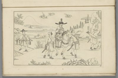 Caballero chino a caballo cazando aves
New invented Sineesen met groote moeyte geteekent en 