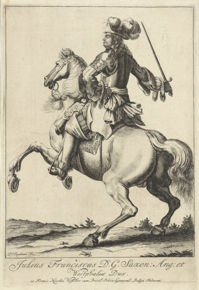 Retrato ecuestre de Julius Frans van Saxe-Lauenburg de Pieter Stevens (vermeld in 1689)