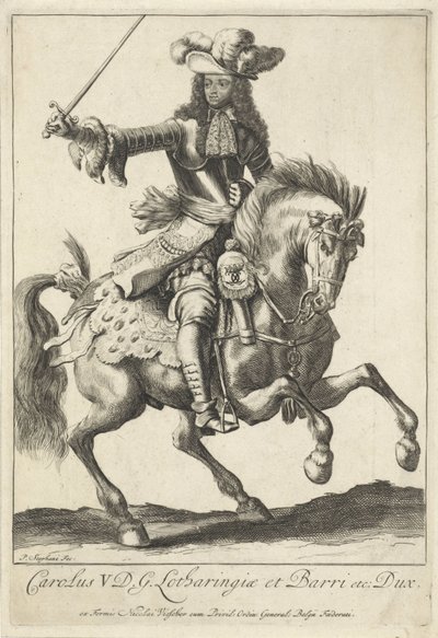 Retrato ecuestre de Carlos V Leopoldo, duque de Lorena de Pieter Stevens (vermeld in 1689)