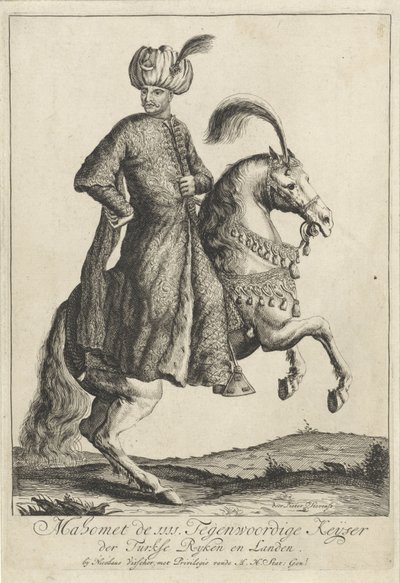 Retrato ecuestre de Mehmet IV, sultán del Imperio Otomano de Pieter Stevens (vermeld in 1689)