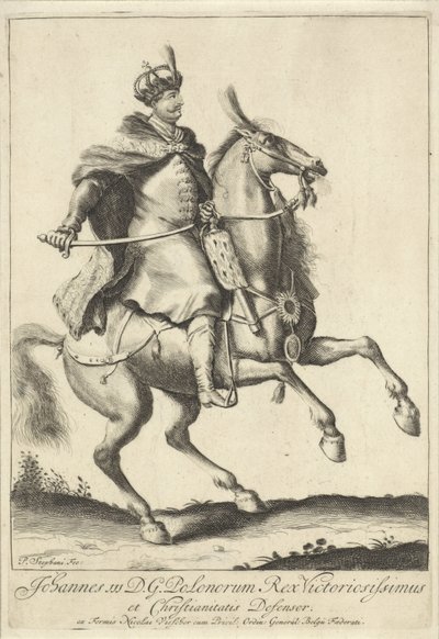 Retrato ecuestre del rey Juan III Sobieski de Polonia de Pieter Stevens (vermeld in 1689)