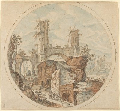 Viajeros entre ruinas romanas de Pieter Stevens