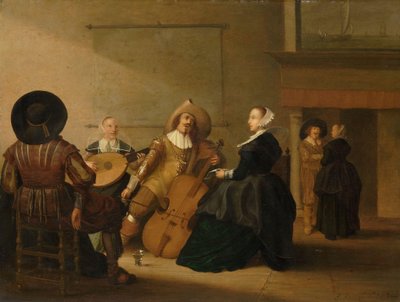 Una compañía musical en un interior de Pieter Symonsz Potter