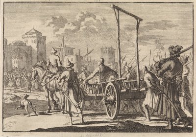 Llegada de Stepán Razin y su hermano Frol en una jaula de hierro en Moscú, 1671, 1698 de Pieter Van der Aa
