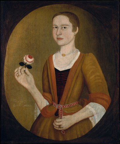 Joven dama con una rosa, 1732 de Pieter Vanderlyn