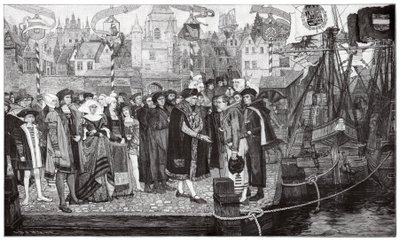 Comercio de azúcar, Amberes, c1510-20 (grabado) de Pieter Verhaert