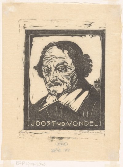 Retrato de Joost van den Vondel (título en el objeto) de Pieter Willem van Baarsel (signed by artist)