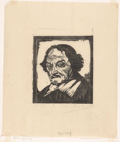 Retrato de Joost van den Vondel de Pieter Willem van Baarsel (signed by artist)