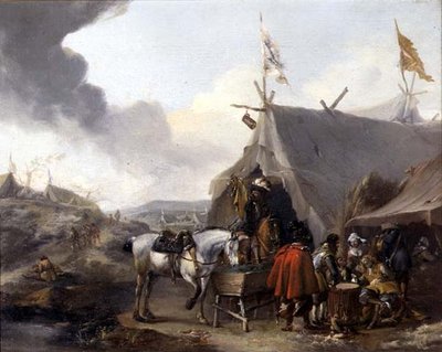 Jinetes en un campamento militar de Pieter Wouwermans or Wouwerman