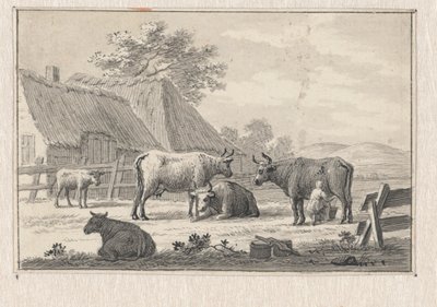 Patio de una granja con una lechera de Pieter de Goeje