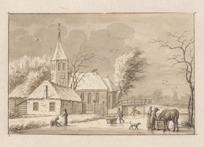 Paisaje invernal junto a una iglesia de Pieter de Goeje
