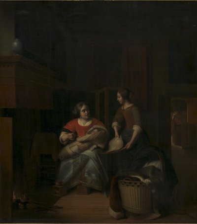 Ama de casa instruyendo a su criada de Pieter de Hooch