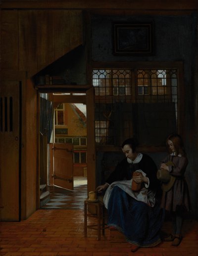 Una mujer preparando pan y mantequilla para un niño, c.1660-3 de Pieter de Hooch