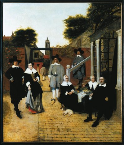 Retrato de grupo de una familia burguesa de Delft de Pieter de Hooch