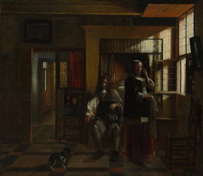 Interior con una pareja joven, probablemente ca. 1662-65 de Pieter de Hooch