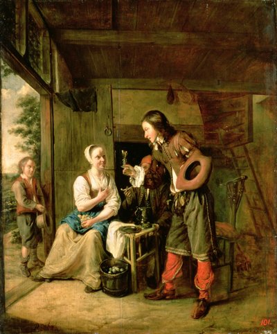 Guerrero y sirviente, 1653 de Pieter de Hooch