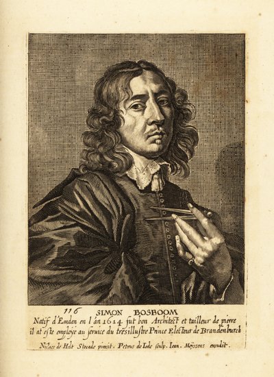 Retrato de Simon Bosboom, arquitecto y escritor de la Edad de Oro holandesa de Pieter de II Jode