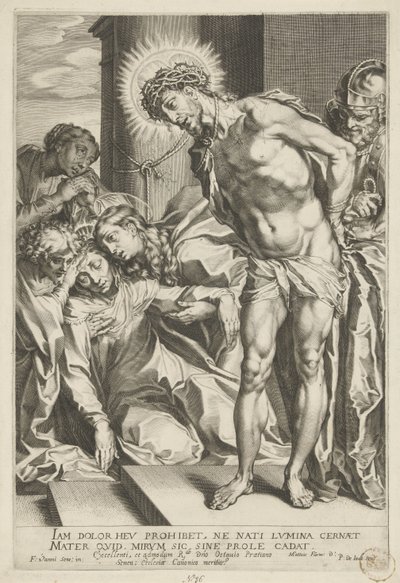 Cristo con corona de espinas y María llorando de Pieter de Jode (I)