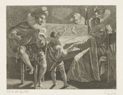 Compañía haciendo música a la luz de las antorchas, c. 1600 de Pieter de Jode (I)