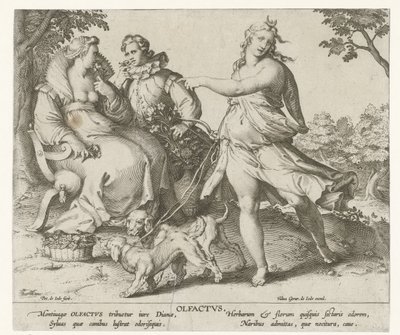 Oler Olfactvs (título sobre objeto) Los cinco sentidos (título de la serie) de Pieter de Jode (I)