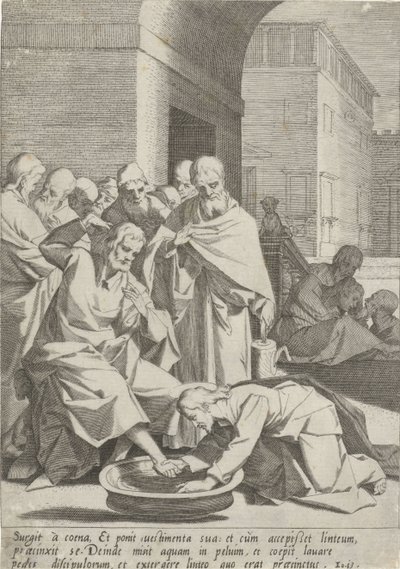 Voetwassing Passie van Christus (título de la serie) Pasión y Resurrección (título de la serie) de Pieter de Jode (I)