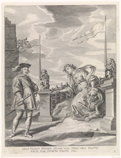 Fernando recibe las llaves de la ciudad de manos de la ciudad virgen de Gante Entrada gozosa del Cardinal-Infant en Gante, 1635 (título de la serie) de Pieter de Jode (II)