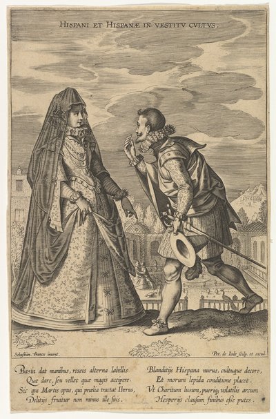 Hispanos e Hispanas en Vestimenta de Culto, de Modas de Diferentes Naciones de Pieter de Jode I