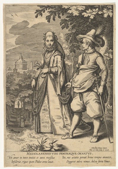 Mediolanensis Viri Feminaeque Ornatus, de Modas de Diferentes Naciones de Pieter de Jode I